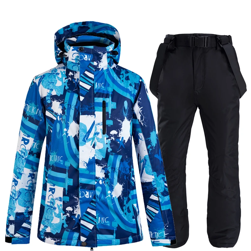 Водонепроницаемые ветрозащитные лыжные костюмы, Мужская лыжная куртка со штанами, комплект для сноубординга, мужская зимняя Лыжная куртка и брюки, зимняя Лыжная одежда - Цвет: Армейский зеленый