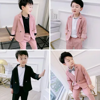

Children's Girl Casual Suit Dress Clothes New Pink Blazer Sets For Little princess and Black Boys Suit Travel Clothing Suits