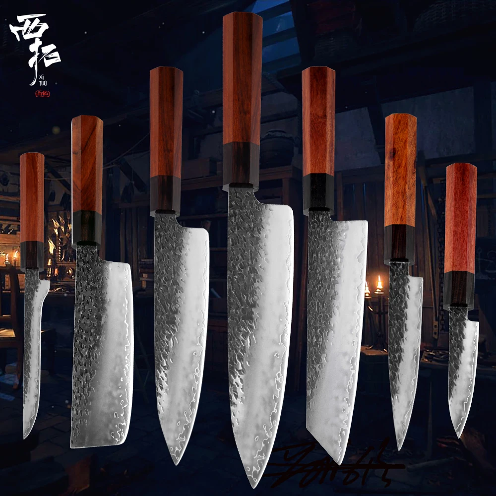 Comprar Cuchillo de Chef XITUO de tres capas compuesto de acero inoxidable forjado a mano cuchillo de cocina japonés cuchilla para deshuesar kirisuke cuchillo de cocina