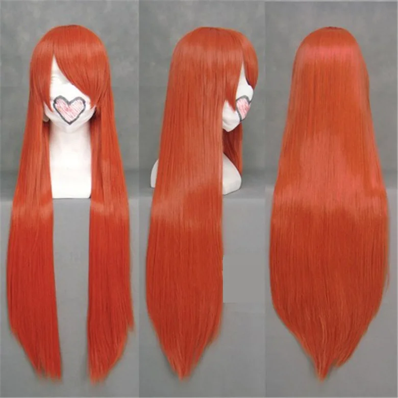 Rurouni Kenshin HIMURA KENSHIN Inoue Orihime Cosplay Wigs High-temperature Fiber Orange Long Straight Hair+free wig net |