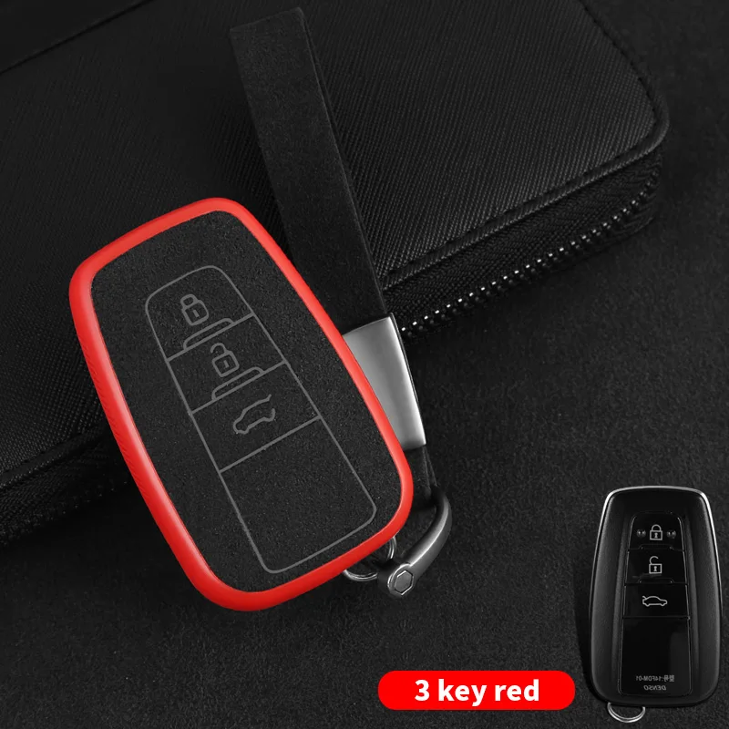 Для Toyota Hilux Fortuner Land Cruiser Prado Camry Avalon CHR CH R Corolla RAV 4 Prius автомобильный Стильный чехол для ключей крышка брелока пульт дистанционного управления - Название цвета: 3 Button Red