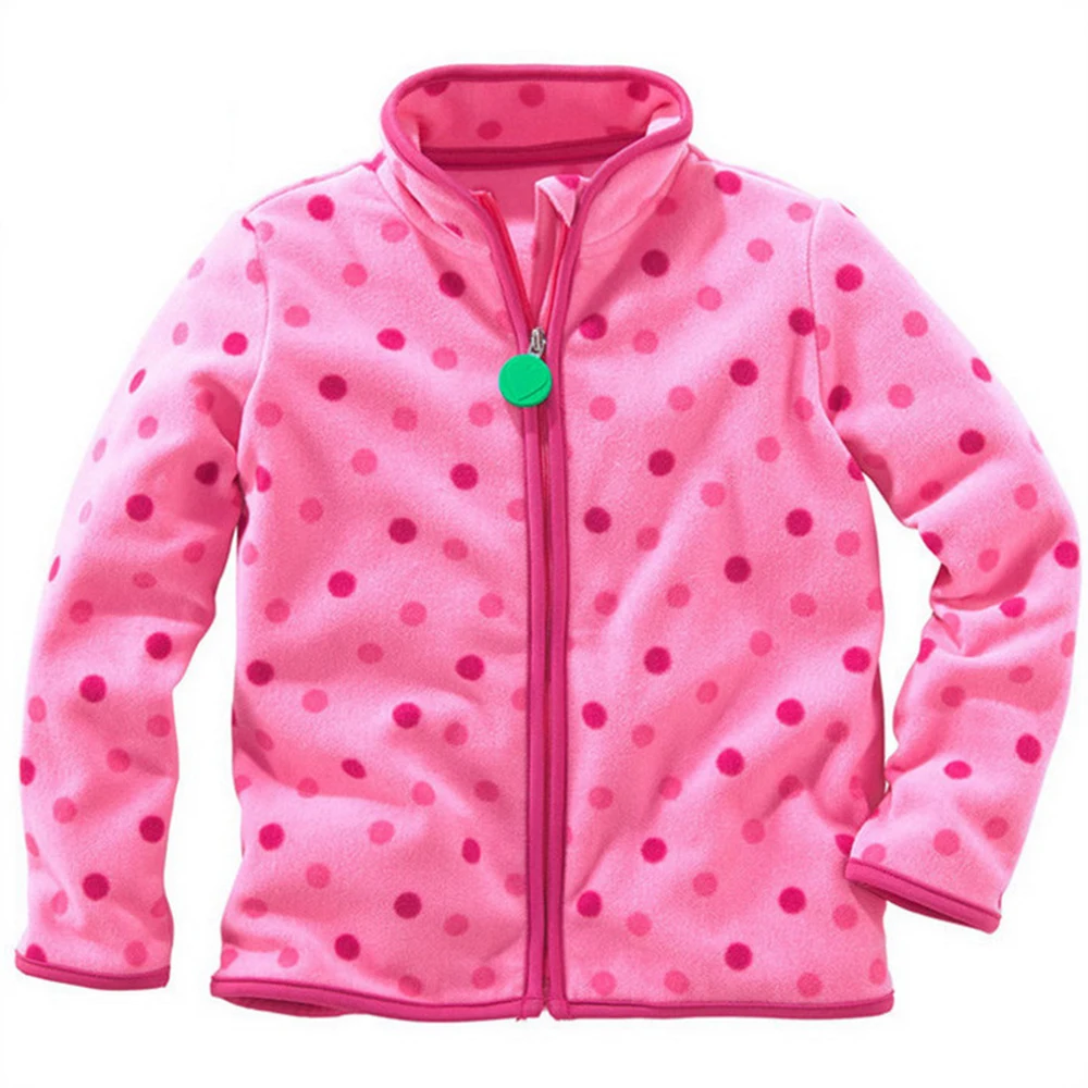 

Toddler Girls Fleece Zipper Up Jacket Cute ploka dot Soft Hoodies Jacket For Girls 2019 New Children Spring Autumn Outwear D20