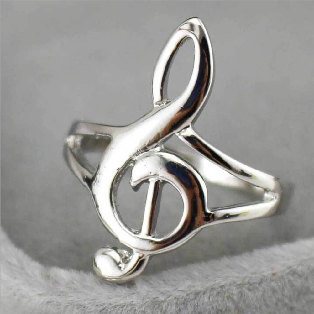 1Pc Fashion Cute Silver Color Musical Music Note Ring Treble Clef Ring Jewelry Gift 2