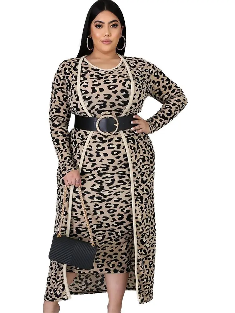 Yitonglian Women's Leopard 2 Pieces Printed Cardigan Sets Plus Size Sexy Party Set Club Slim Set Yitonglian Women's Leopard 2 Pieces Printed Cardigan Sets Plus Size Sexy Party Set Club Slim Set
