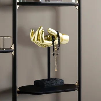 

Simple Golden Palm Jewelry Holder Luxury TV Cabinet Wine Cabinet Living Room Decoration Palm Model Ornaments Sundries Rack