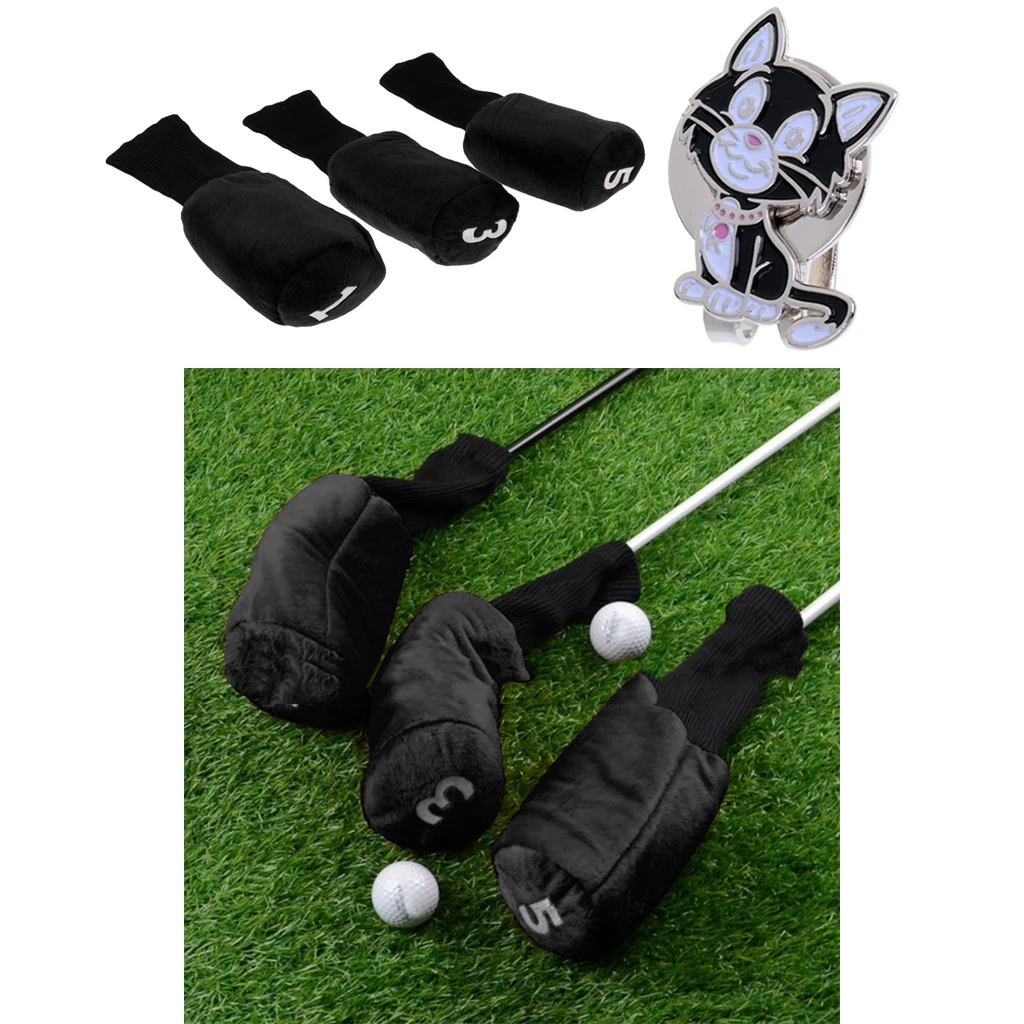 3 шт. Golf Driver деревянная головка крышка длинная шея головной убор& мяч маркер с магнит, заколка на шляпу