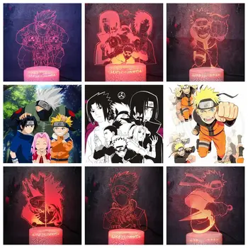 

2020 Hot Sell Naruto Game Fans Novelty RGB Desk Lamp 3D Uaumaki Naruto Kakashi Sasuke Role Crack Night Light Decor Flash LED