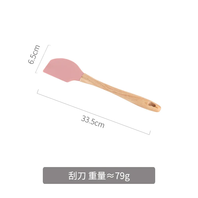 Японская кухонная посуда лопатка для котелка с выпуклым днищем Бытовая высокотемпературная антипригарная силиконовая деревянная ручка Совок лапша ложка для супа кухонная утварь - Цвет: Scraper