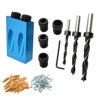 

Angle Locator Drill Guide Kit Bits Jig Woodworking Guide Hex Key Screw Repair