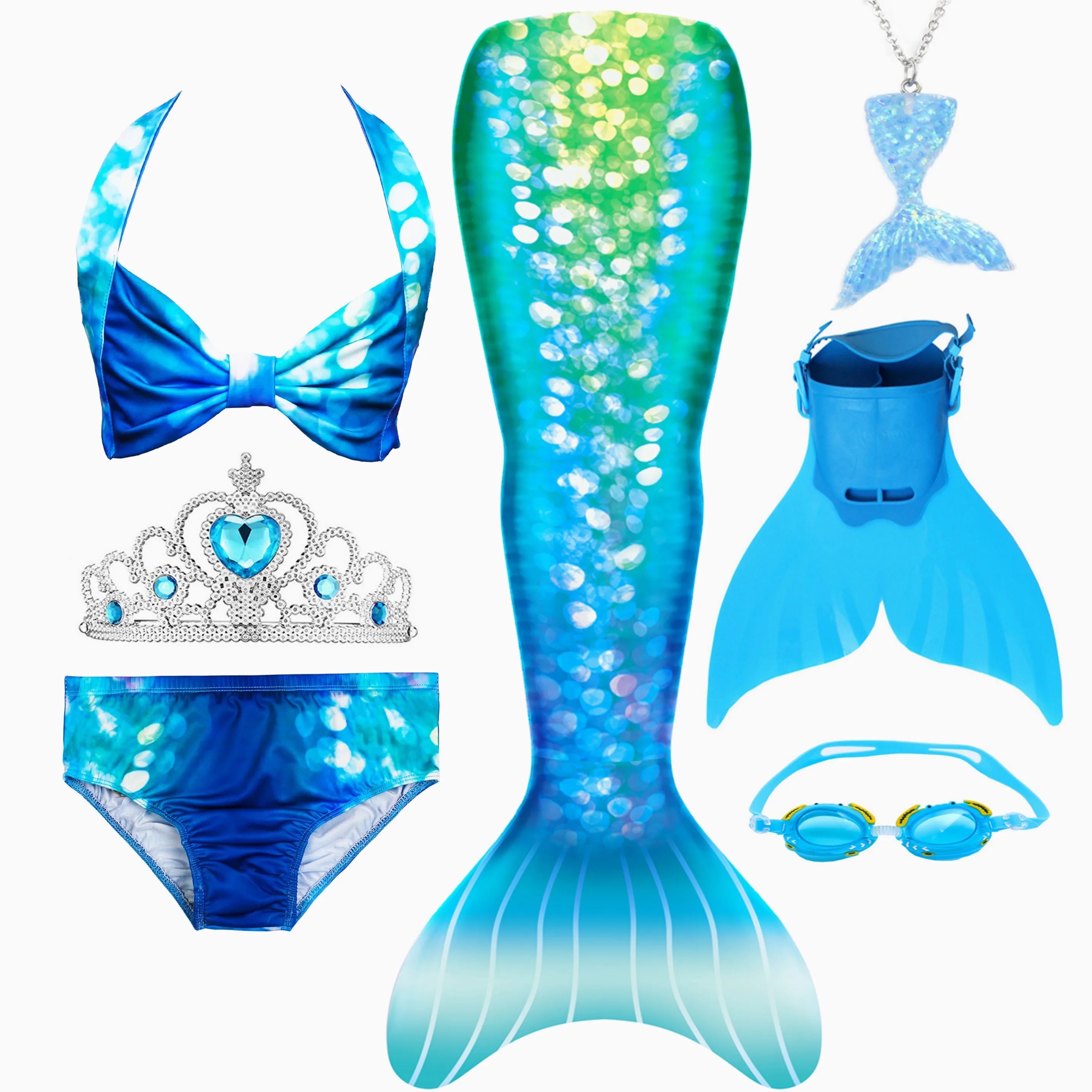 Новинка 2020 г. красивый купальник с хвостом русалки и Ластами для детей купальный