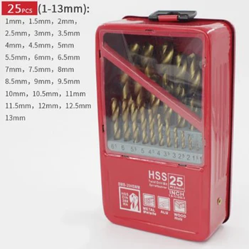 

13/19/25PCS 1.0-13mm HSS Titanium Coated Drill Bit For Metal Steel Wood Drilling