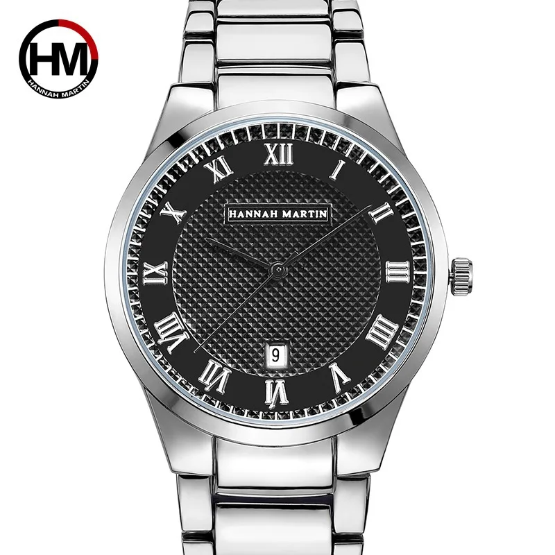 

Men Business Casual Steel Belt IP Electroplated Roman Numerals Calendar Watch