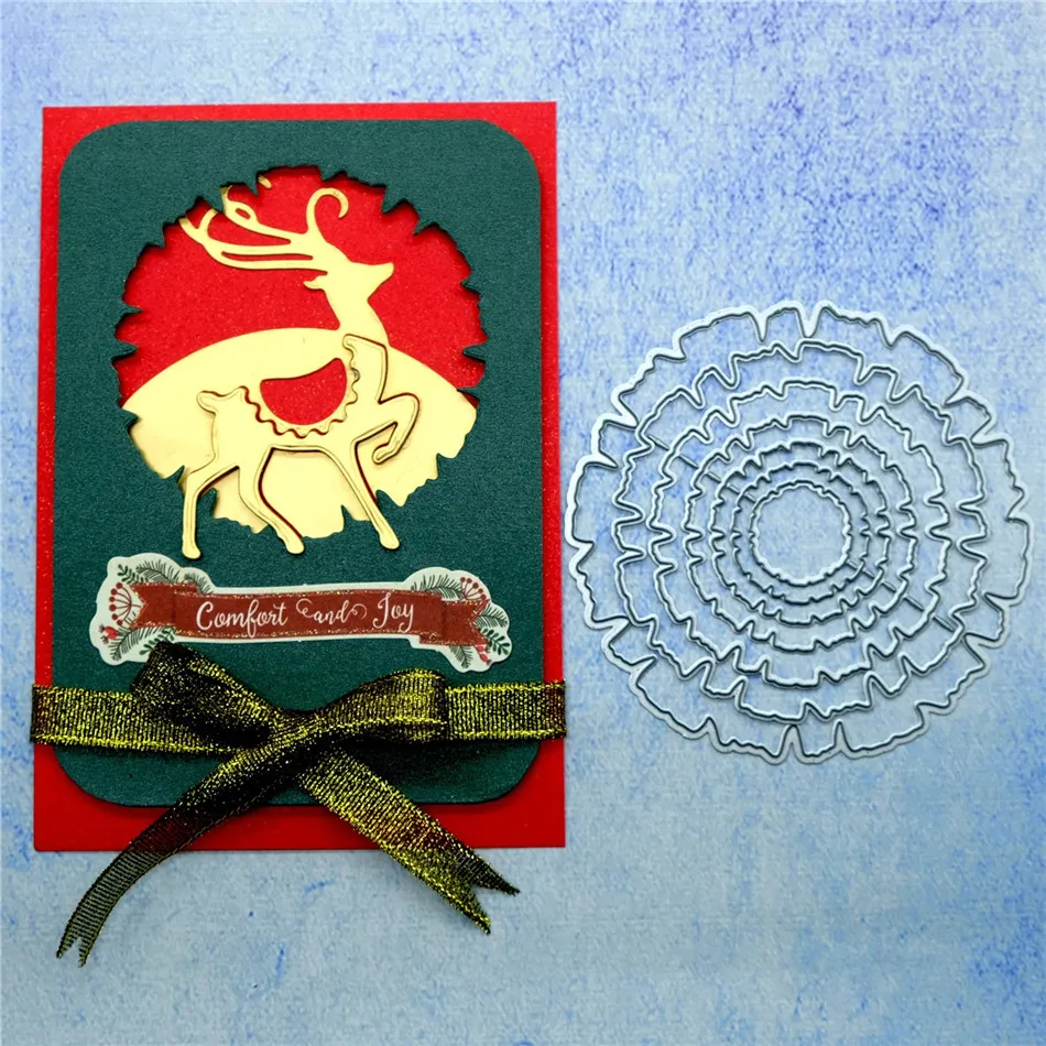GJCrafts вложенные Цветочные рамки металлические режущие штампы круглый трафарет для DIY скрапбукинга бумага/фото карты тиснение штампы Новинка