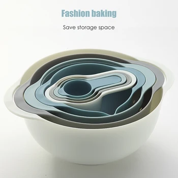 

8Pcs/Set Bowls Free Nesting&Stackable Bowls Set Measuring Cups Colander Sifter Large Bowls Knead Dough Tool for kitchen tool
