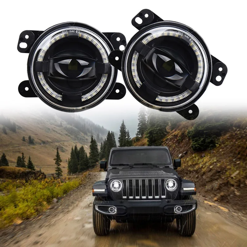 Для Jeep Wrangler JK TJ LJ Grand Cherokee 4 дюйма Круглый Автомобильный светодиодный противотуманный светильник 4D объектив проектора Белый Halo DRL Противотуманные фары