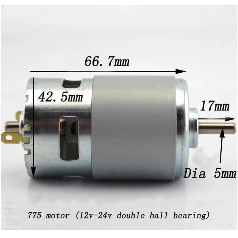 1 шт. DC 12 V-24 V спереди и сзади двойной шариковый подшипник 775 мотор 20000 ОБ/мин высокого Скорость большого крутящего момента двигателя Замена для Модель "Сделай своими руками", дрель