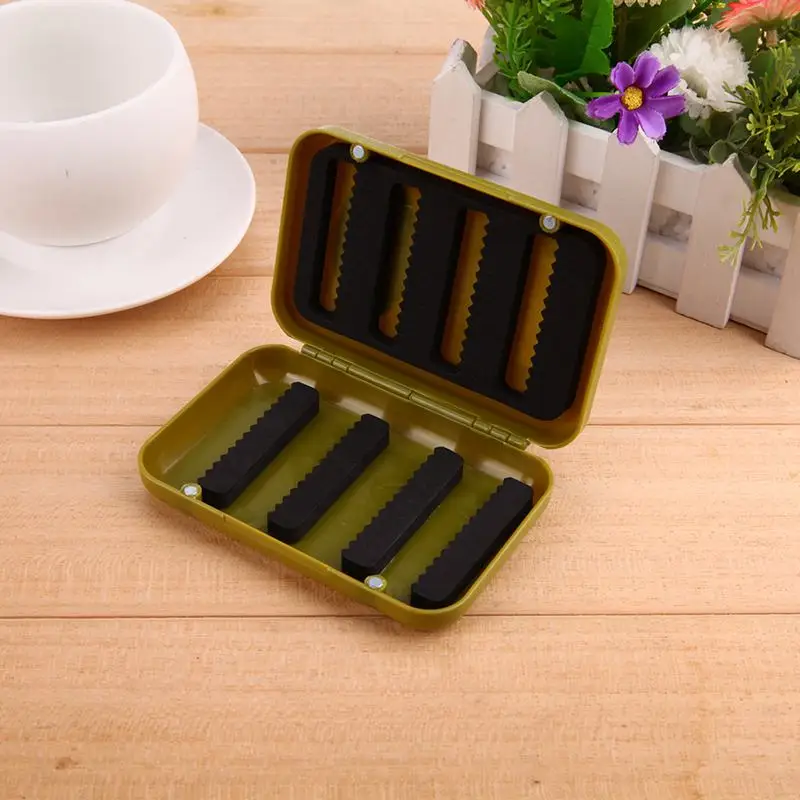 Mini Portable Fishing Tackle Box Waterproof ABS Plastic Foam Fly Fishing Lure Bait Hook Tackle Storage Case Large Green