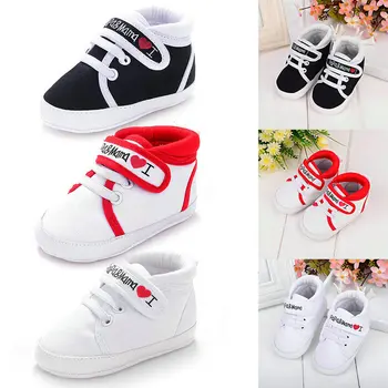 

Baby Girl Shoes White I LOVE Papa Mama Soft Sole Anti Slip Shoes Toddler Kids Shoes First Walker Newborn Canvas Shoes 0-18M