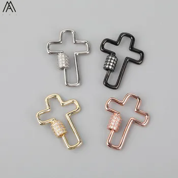

5pcs/Lot 21x38mm CZ Micro Paved Cross-Shape Screw Clasps Lock Carabiner Pendant Connecter Clasps Jewelry Findings FH-226AMF.C