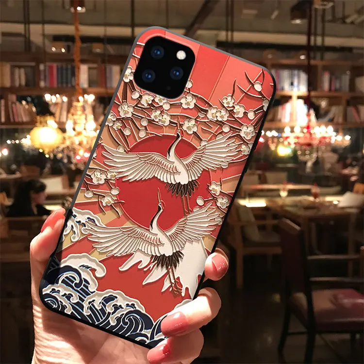 Чехол с тисненым рисунком японского облачного крана морского дракона для Iphone 11 PRO MAX XS MAX XR X, чехол для 6 6s 7 8 Plus, мягкий чехол Fuji - Цвет: 5