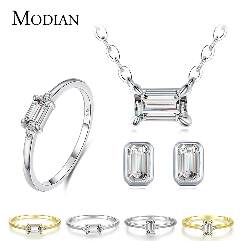 Modian 925 Стерлинговое Серебро модный Шарм AAA циркон ожерелье серьги кольца