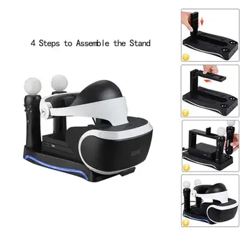 

4 in 1 Charging Stand for PS4VR Handle Seat Charger Bracket VR Game Controller Charger for PS4VR Dock Station Charger Charging