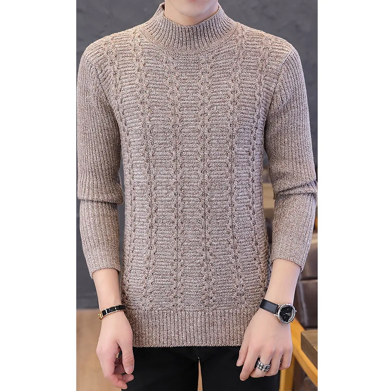 2019 Autumn Men's Sweater Wear Male Clothing Sleeve High Pullover Solid Color Tide Thick Striped Turtleneck Japan Style Black 2019 Autumn Men's Sweater Wear Male Clothing Sleeve High Pullover Solid Color Tide Thick Striped Turtleneck Japan Style Black