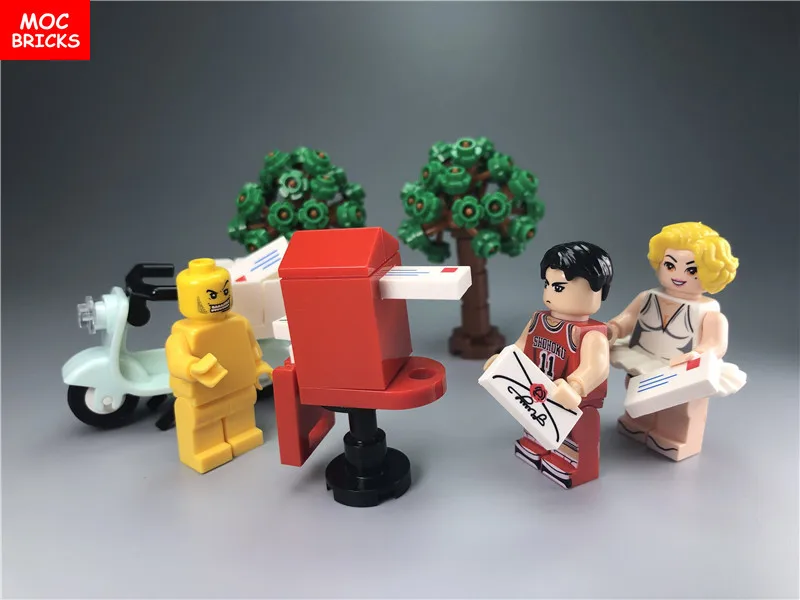 Набор, распродажа, кубики moc, сделай сам, красная почтовая коробка, конверт, буквы любви, фигурки, детские развивающие строительные блоки, собранные игрушки, подарки