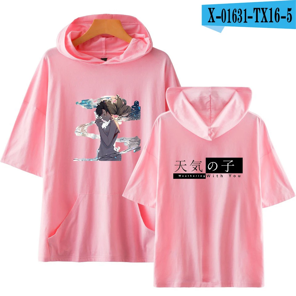 Сын погоды короткий рукав fucus напечатаны мужские HoodedTshirt Повседневная О-образным вырезом свободная harajuku летняя футболка для мужчин топы тройники - Цвет: TQZZ X01631 TX16