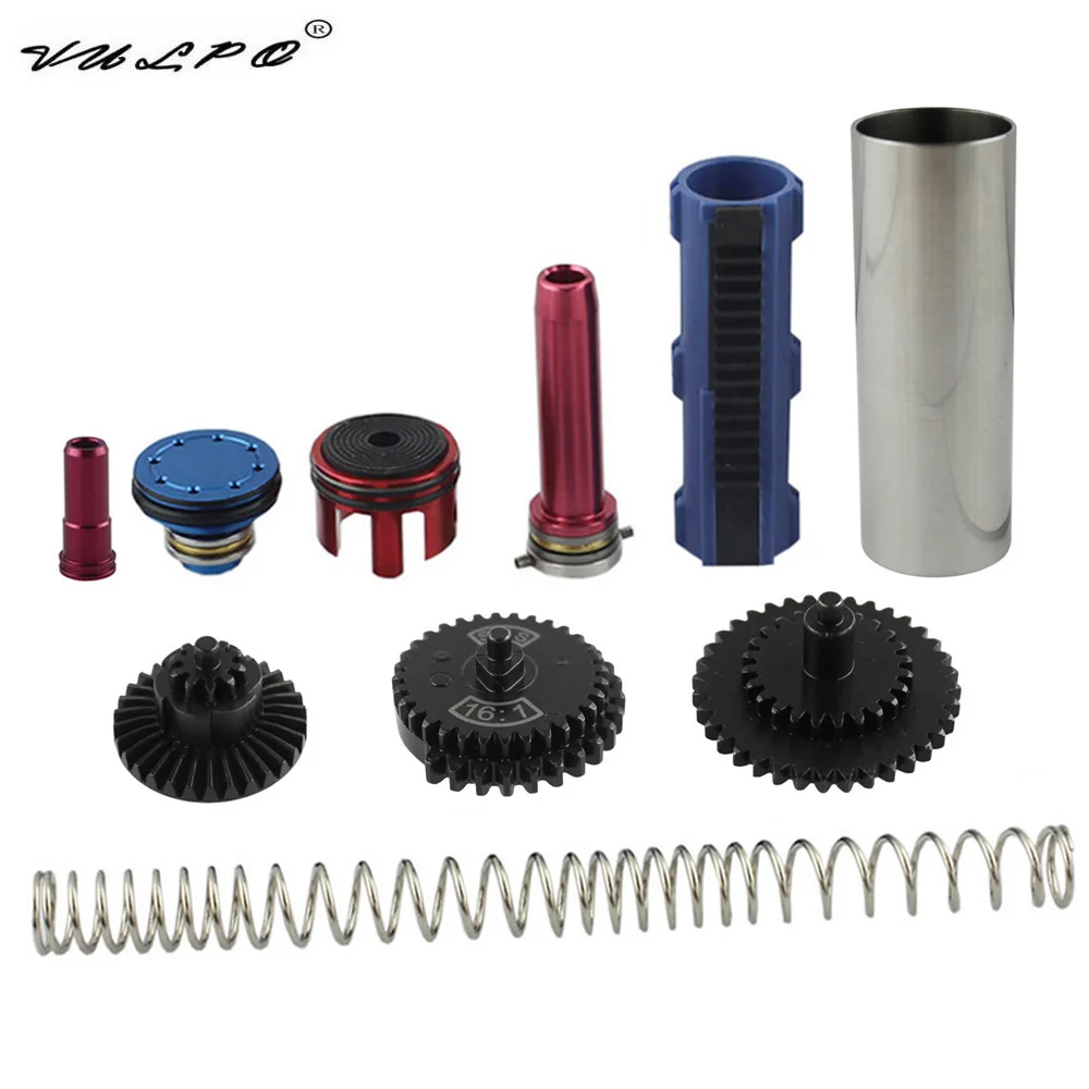 

VULPO 16:1 Gear 14 Teeth Piston M120 Spring/Piston Head/Cylinder Head/Spring Guide Nozzle Set For M4 AK Airsoft AEG Gearbox