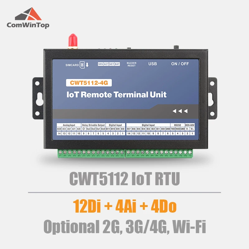 Промышленный Gsm Gprs 4g Wi-Fi модуль дистанционного сбора данных CWT5112 12DI 4AI 4DO Rtu модем |