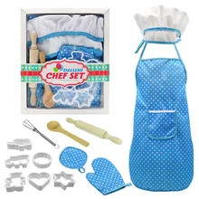 

Kids Kitchen Supplies Cooking Set Kitchen Toy with Chef Hat Apron Oven Mitt Spoon Shovel Kitchen Utensils Chef Role Playset