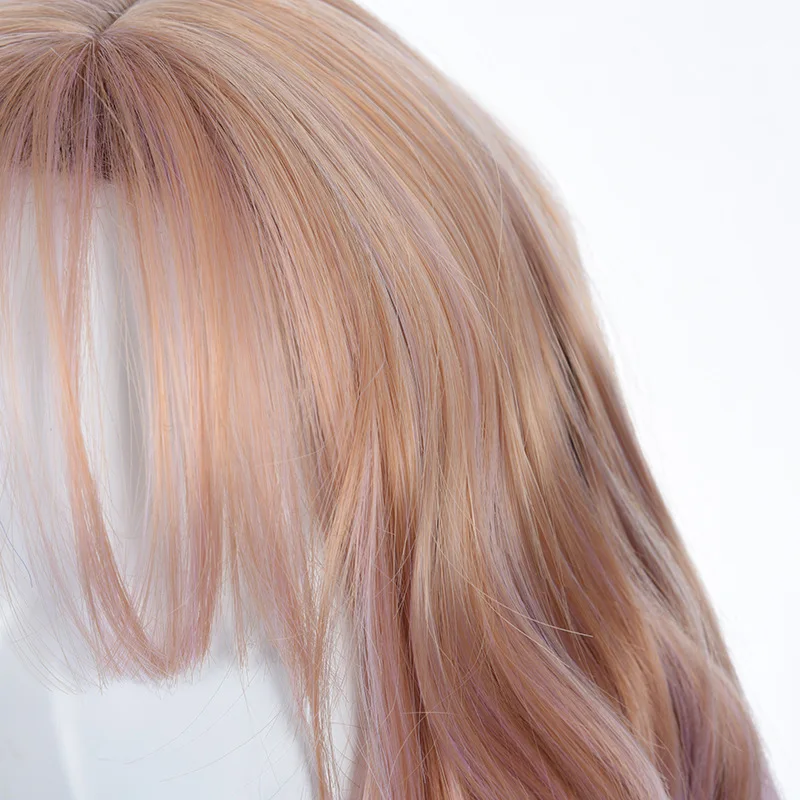Женская большая волна коричневый фиолетовый градиент короткий парик синтетический парик с челкой
