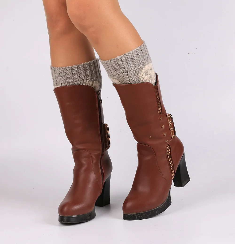 Christmas Halloween Yarn Decoration Skull Foot Sock Short Skull Necklace Anti-slip Knit Booties Socks