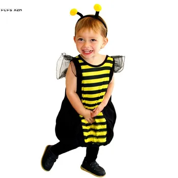 

Unisex Jumpsuits Cute Kids Bee Cosplay Children Halloween Insect Costumes Carnival Purim parade Christmas Role play Party dress