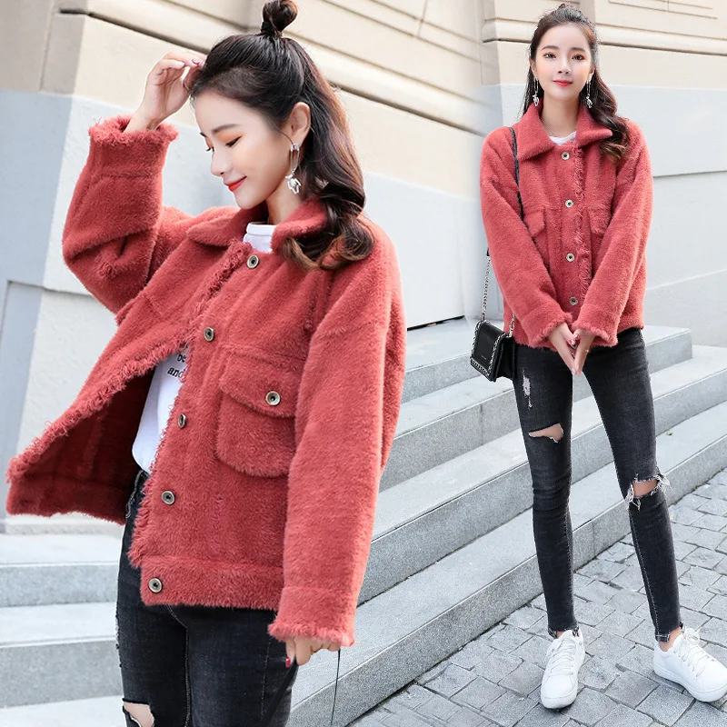 

Faux Mink Cashmere Graceful Coat Women's 2019 New Style Fashion Winter Brushed And Thick on Clothes Winter Short Coat