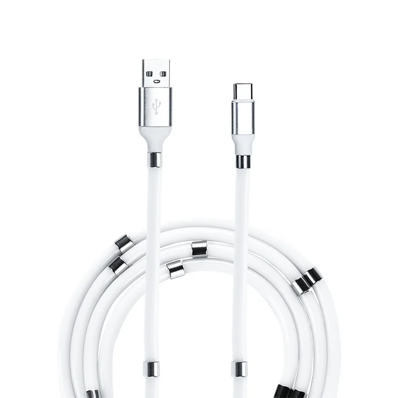 Самобмотка USB Магнитный поглощающий волшебный кабель для быстрой зарядки