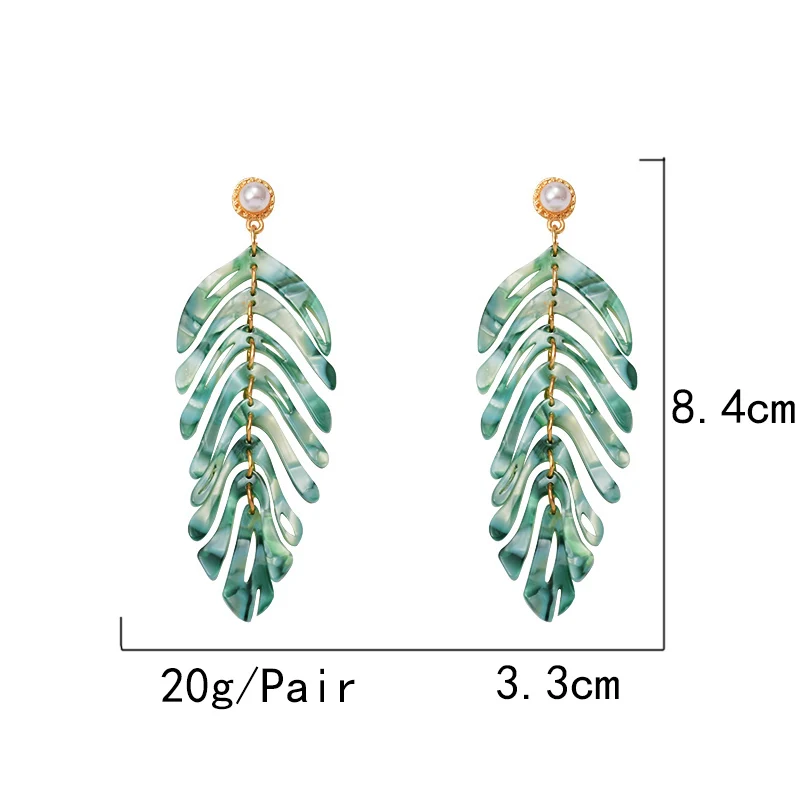 ZA Новое поступление массивные акриловые висячие серьги длинные серьги в форме листьев модный тренд Brincos Bijoux для женщин девушек вечерние подарок