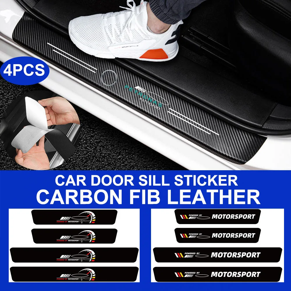 Auto Accessories Car Door Sill Carbon Fiber Anti Scratches Sticker Decals for Mercedes Benz AMG