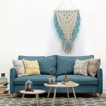 

Hand Knotted Macrame Wall Art Handmade Cotton Bohemian Wall Hanging Tapestry With Tassel Boho Wedding Best Dorm Room Decoration