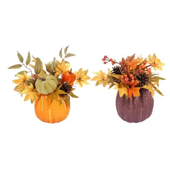 

Artificial Pumpkins Gourd, Berry and Maple Fall Leaves Pine Cones Arrangement for Table Home Decor for Thanksgiving Decor