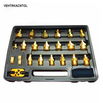

VEHTRKACNTOL 24pcs/set Excavator Truck Cooling System Leakage Detector Plug Car Air Conditioner Leakage Tester Plug Nut Tool