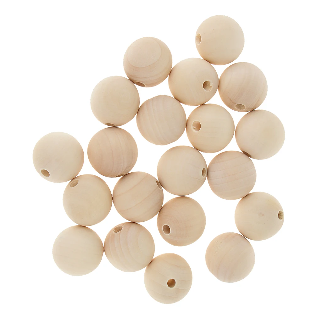 20pcs Unpainted Smooth Round Beads 35mm Large Spacer DIY Art Project Craft