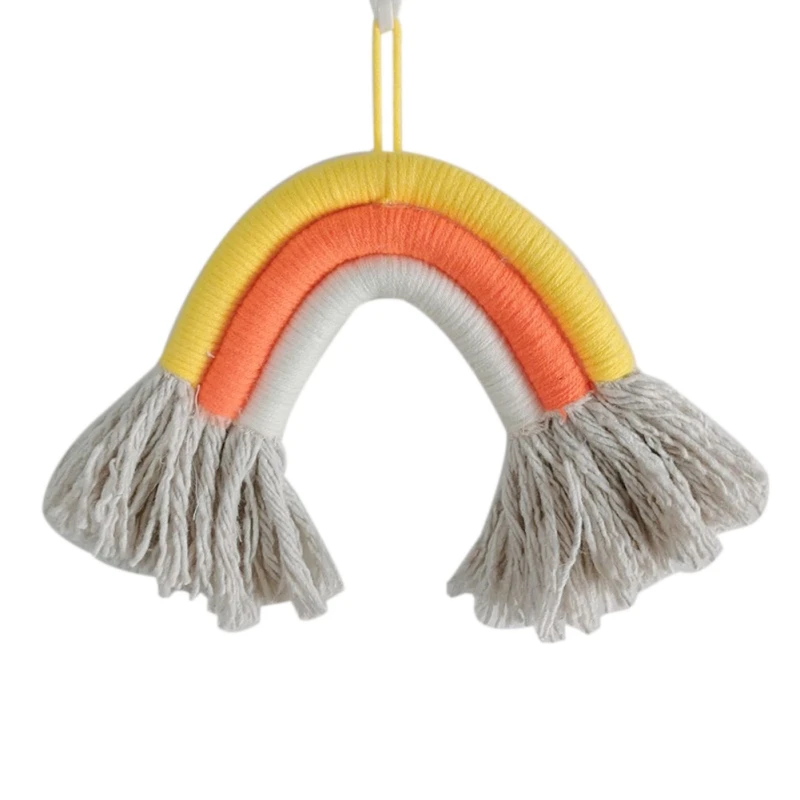 Nordic Hand-woven Rainbow Tapestry Boho Rainbow Tassel Wall Hanging Ornaments Kids Room Decoration Wind Chimes Photo Props - Цвет: G