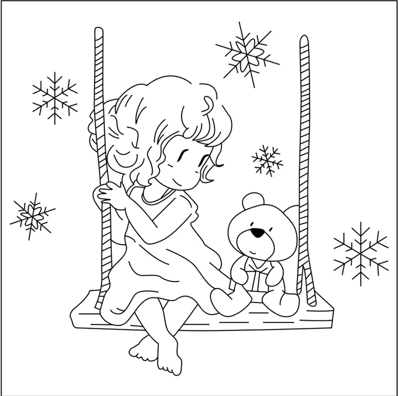 

10x10 Little girl swinging Transparent Clear Stamps for Scrapbooking for DIY Card Making Cutting Crafts Stencil
