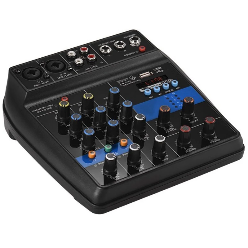 

Portable Bluetooth A4 Sound Mixing Console Audio Mixer Record 48V Phantom Power Effects 4 Channels Audio Mixer With Usb(Eu Plug)