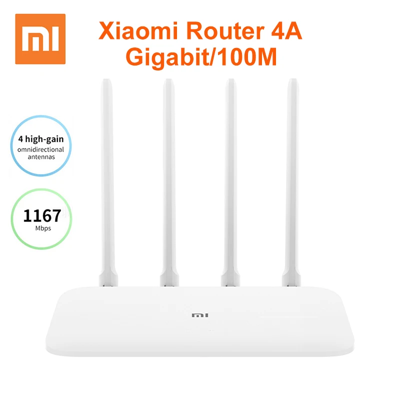 Подлинный Xiaomi Mi роутер 4A Gigabit Edition 100 м 1000 2 4 ГГц Wi Fi 5 ROM 16 Мб DDR3 64MB 128MB антенны APP