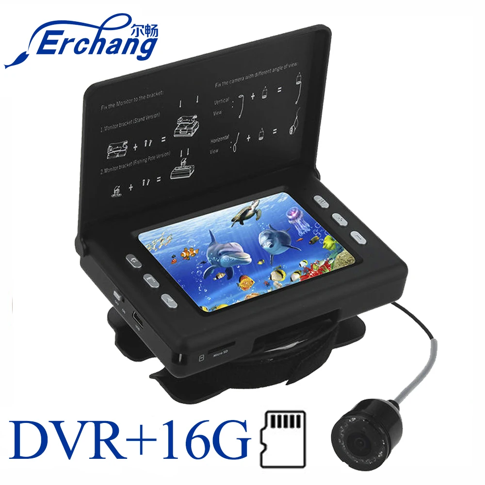 

Video Recording Underwater Fishing Camera 3.5 Inch 15m Cable Infrared Lamp Ice Fishing Camera With 16G TF Card