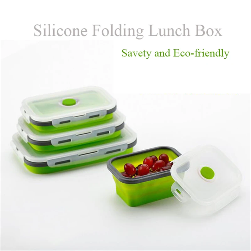 

Silicone Collapsible Lunch Box Silicone Food Storage Containers Microwave Eco-Friendly Safe bento Folding Lunchbox lonchera Box
