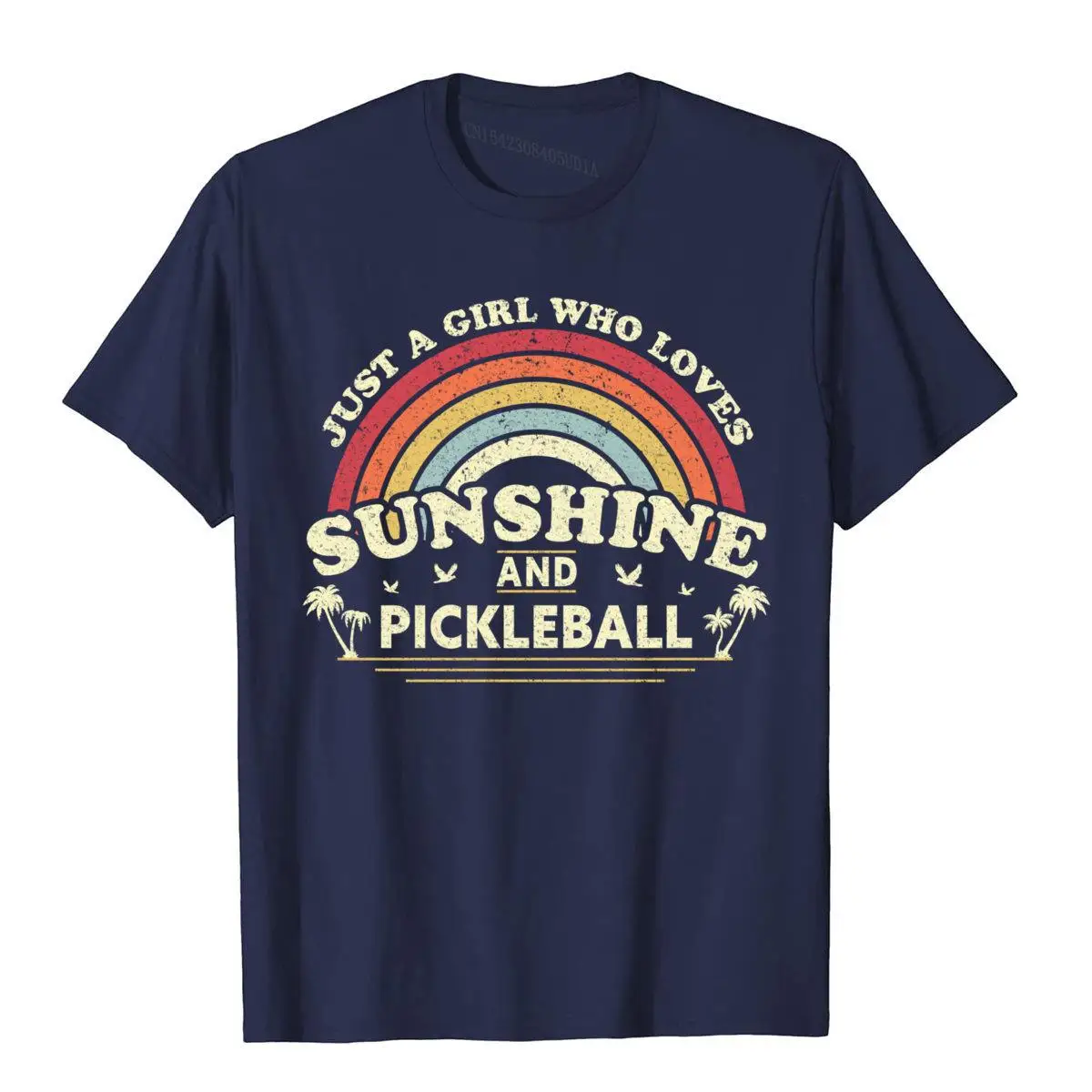 Pickleball Shirt. A Girl Who Loves Sunshine And Pickleball Long Sleeve T-Shirt__B8636navy